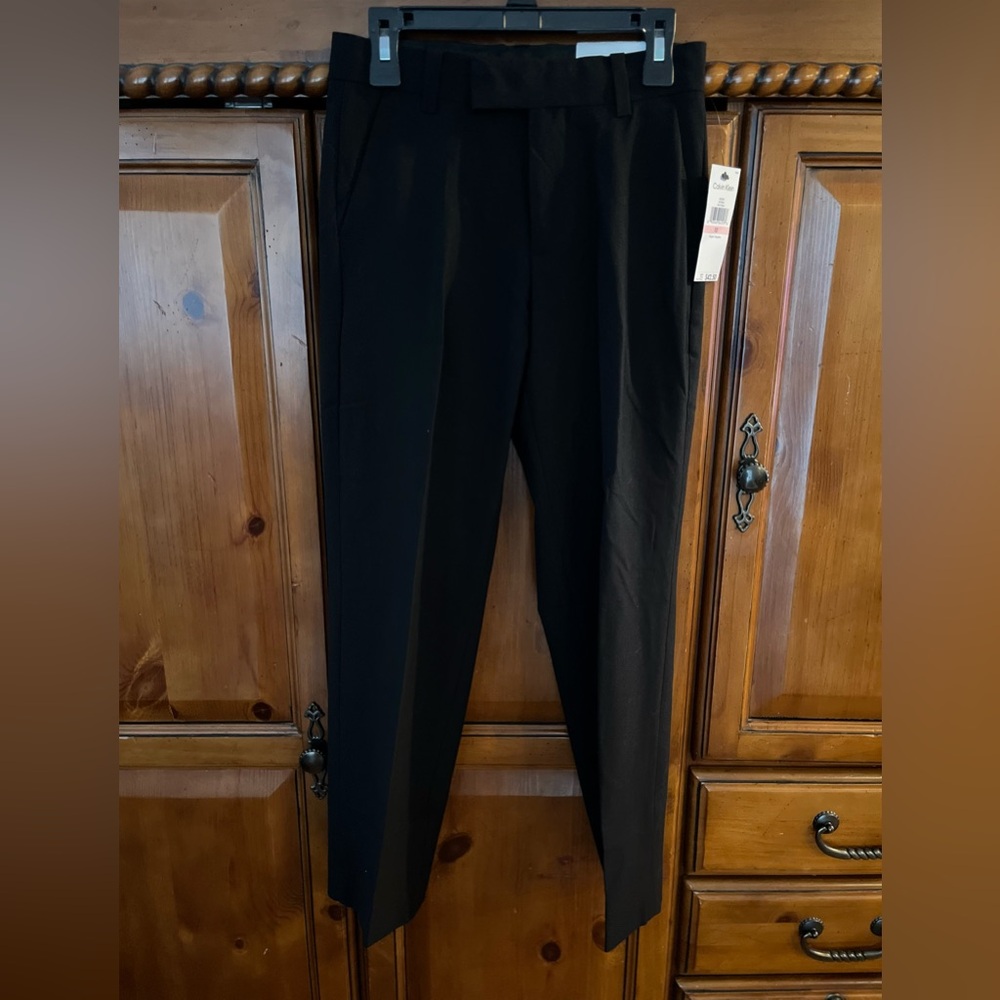 🔥Calvin Klein Black Flat Front Stretch Slim Fit Boys Dress Pants Size 10 NWT. - Picture 5 of 9